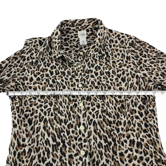 J. Crew “The Perfect Shirt” Long Sleeve 100% Cotton Leopard Print Shirt Size S - Picture 9 of 12